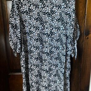 H&M Black Dress with Light Blue and White Floral Print